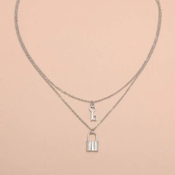 WHITE GOLD PLATED HEART KEY LOCK UNISEX PENDANT NECKLACE WITH INSPIRATIONAL CARD - Picture 4 of 9